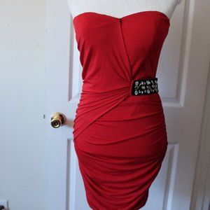 Red Mini Strapless Cocktail Dress